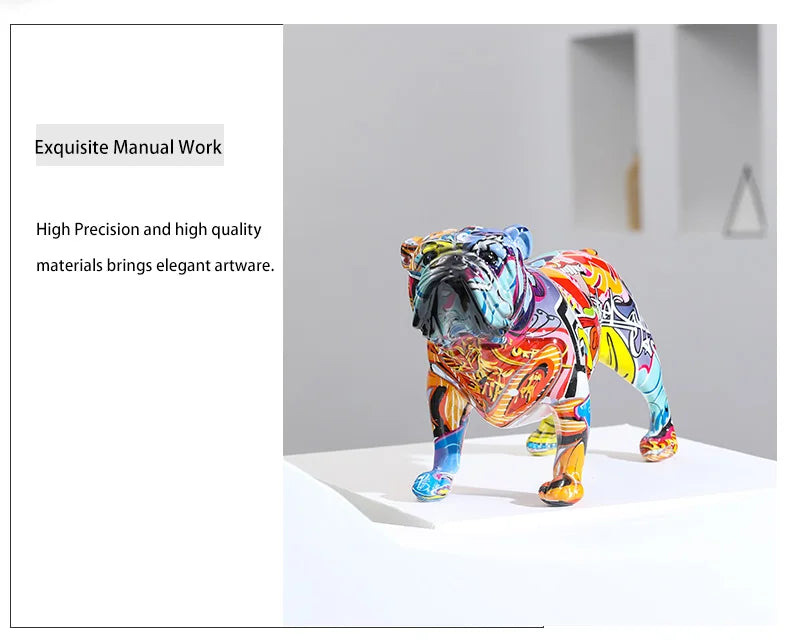 Creativity Bulldog Wholesale Graffiti Water Transfer Office  Ornaments Printing Resin Bulldog Home Decor Modern Crafts