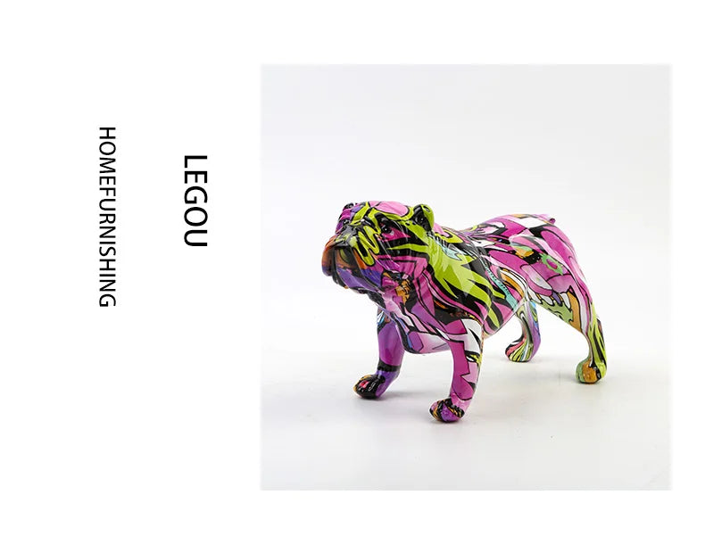 Creativity Bulldog Wholesale Graffiti Water Transfer Office  Ornaments Printing Resin Bulldog Home Decor Modern Crafts