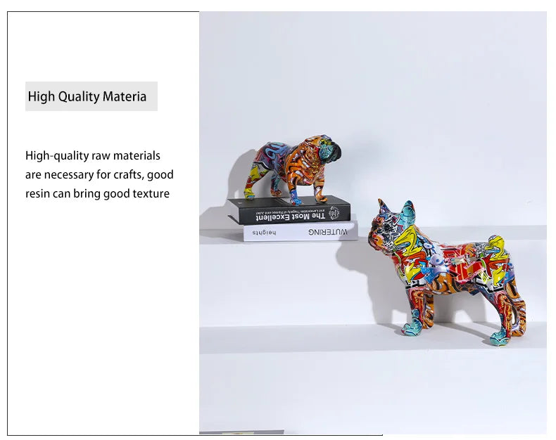 Creativity Bulldog Wholesale Graffiti Water Transfer Office  Ornaments Printing Resin Bulldog Home Decor Modern Crafts
