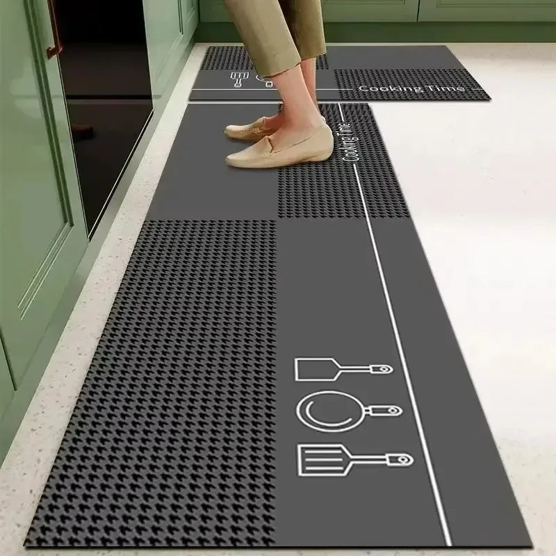 Rug for Kitchen Floor Mat Runner Long Carpet PVC Waterproof Leather Foot Mats Anti-slip Carpets Gray Home Decor Rugs 주방 카펫