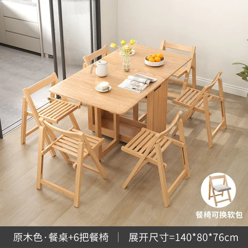 Folding Dining Table Set 6 Chairs Luxury Modern Space Savers Minimalist Dining Table Nordic Table À Manger Kitchen Furniture