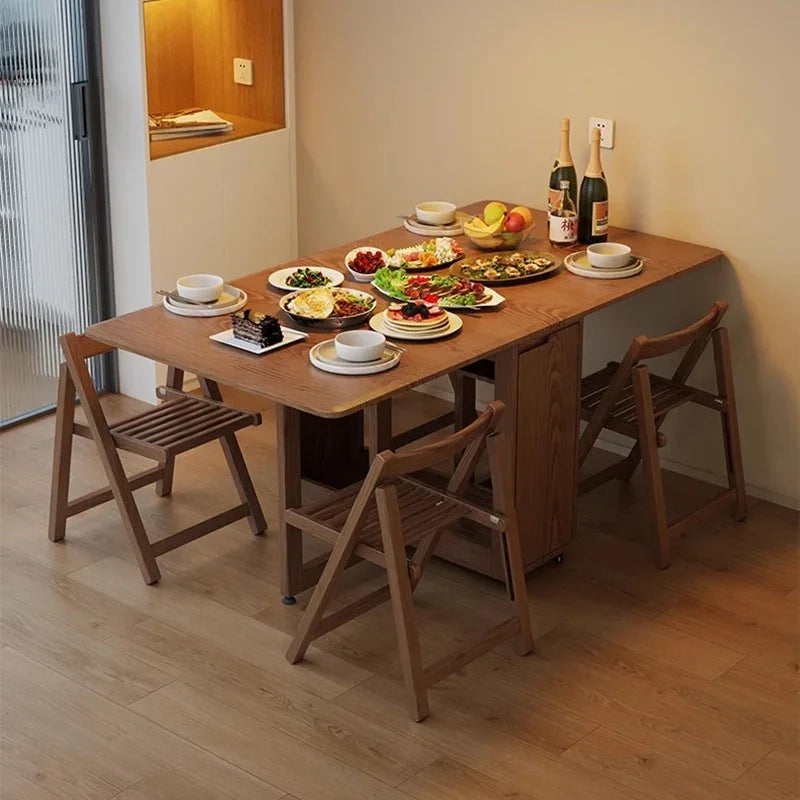 Folding Dining Table Set 6 Chairs Luxury Modern Space Savers Minimalist Dining Table Nordic Table À Manger Kitchen Furniture