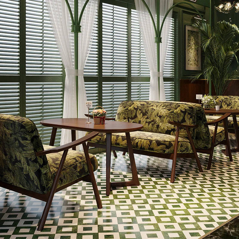 Western Restaurant Commercial Retro Booth Sofa Chair Combination Table and Chair French Restaurant Table and Chair