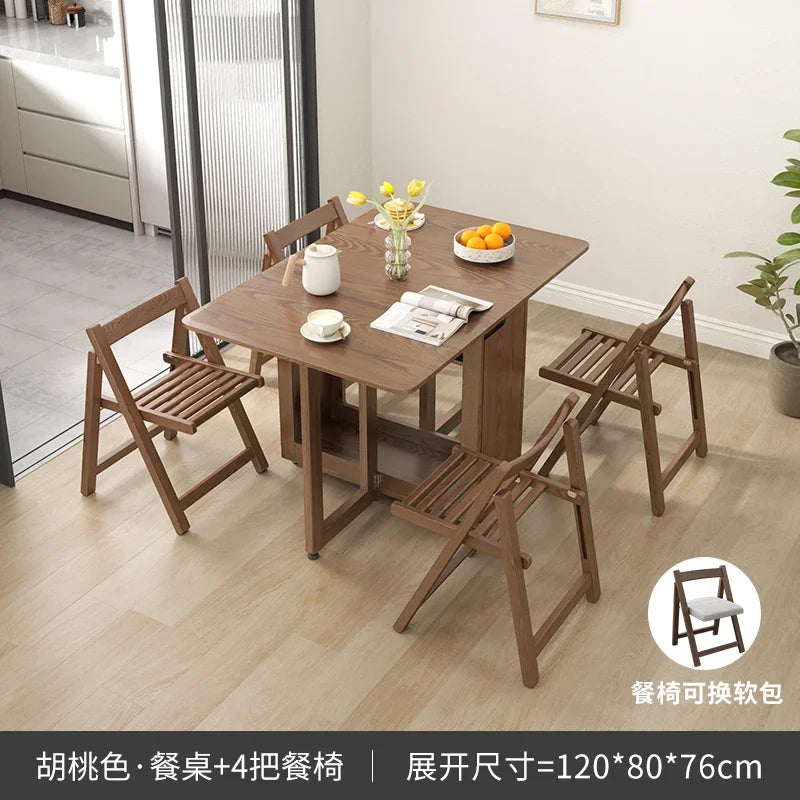 Folding Dining Table Set 6 Chairs Luxury Modern Space Savers Minimalist Dining Table Nordic Table À Manger Kitchen Furniture