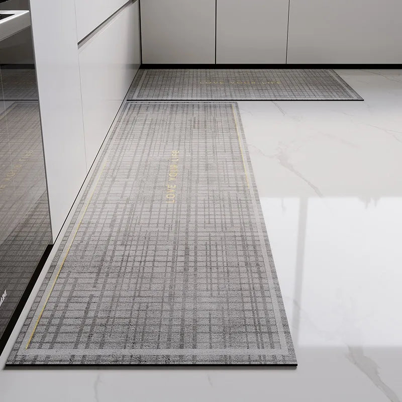Rug for Kitchen Floor Mat Runner Long Carpet PVC Waterproof Leather Foot Mats Anti-slip Carpets Gray Home Decor Rugs 주방 카펫