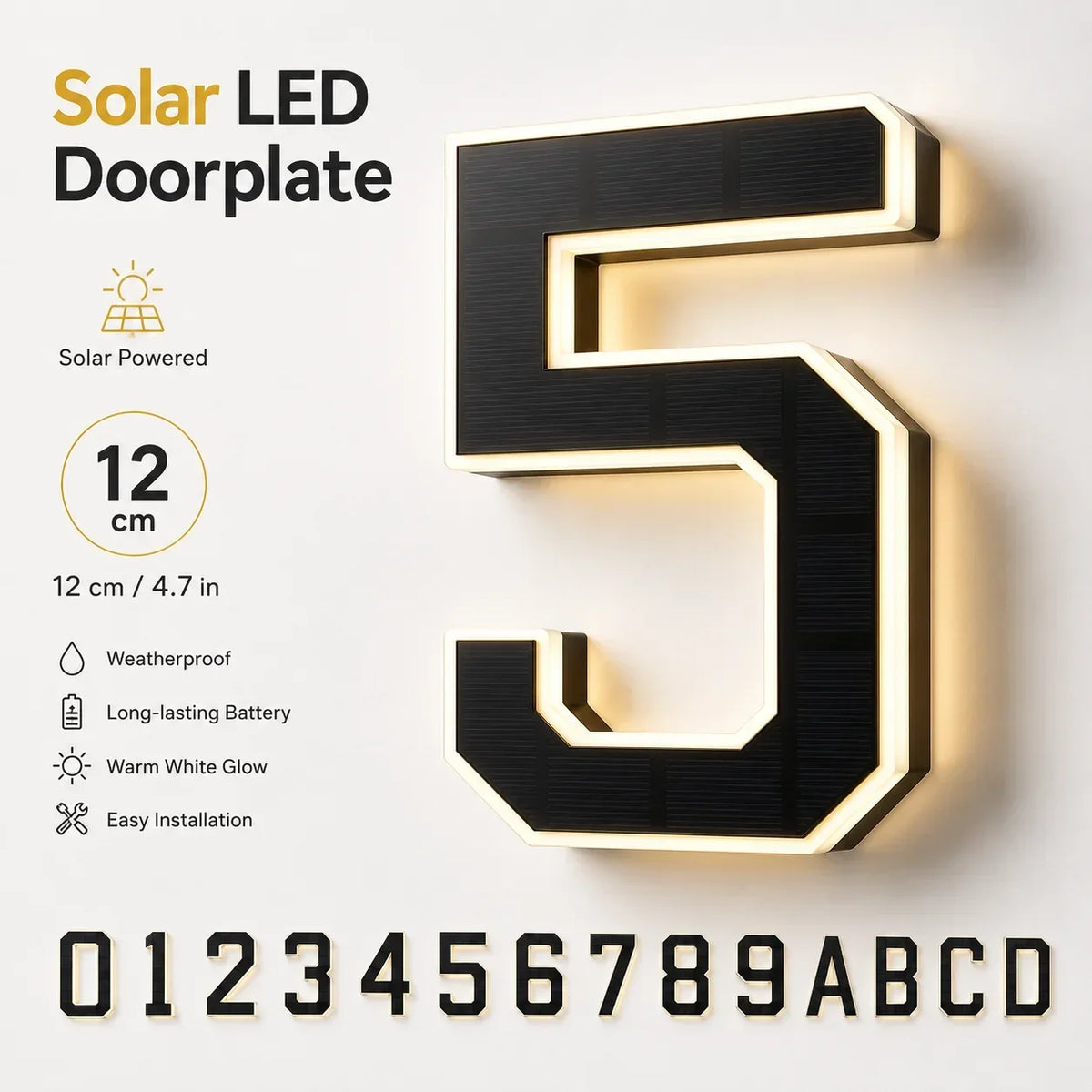 LED Solar House Number Light