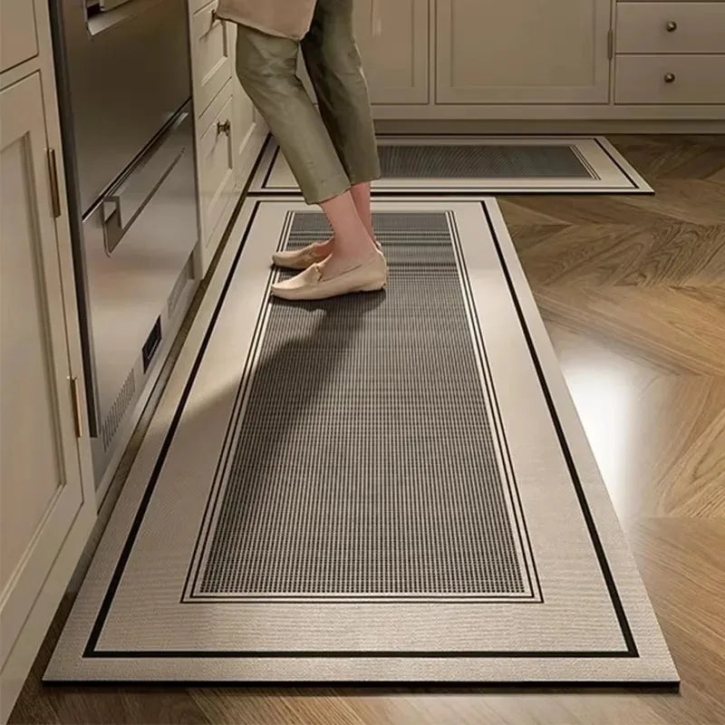 Rug for Kitchen Floor Mat Runner Long Carpet PVC Waterproof Leather Foot Mats Anti-slip Carpets Gray Home Decor Rugs 주방 카펫