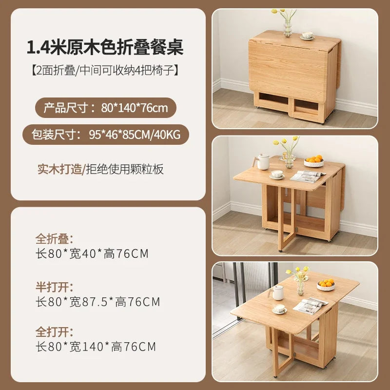 Folding Dining Table Set 6 Chairs Luxury Modern Space Savers Minimalist Dining Table Nordic Table À Manger Kitchen Furniture
