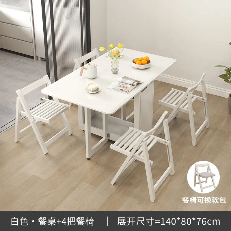 Folding Dining Table Set 6 Chairs Luxury Modern Space Savers Minimalist Dining Table Nordic Table À Manger Kitchen Furniture