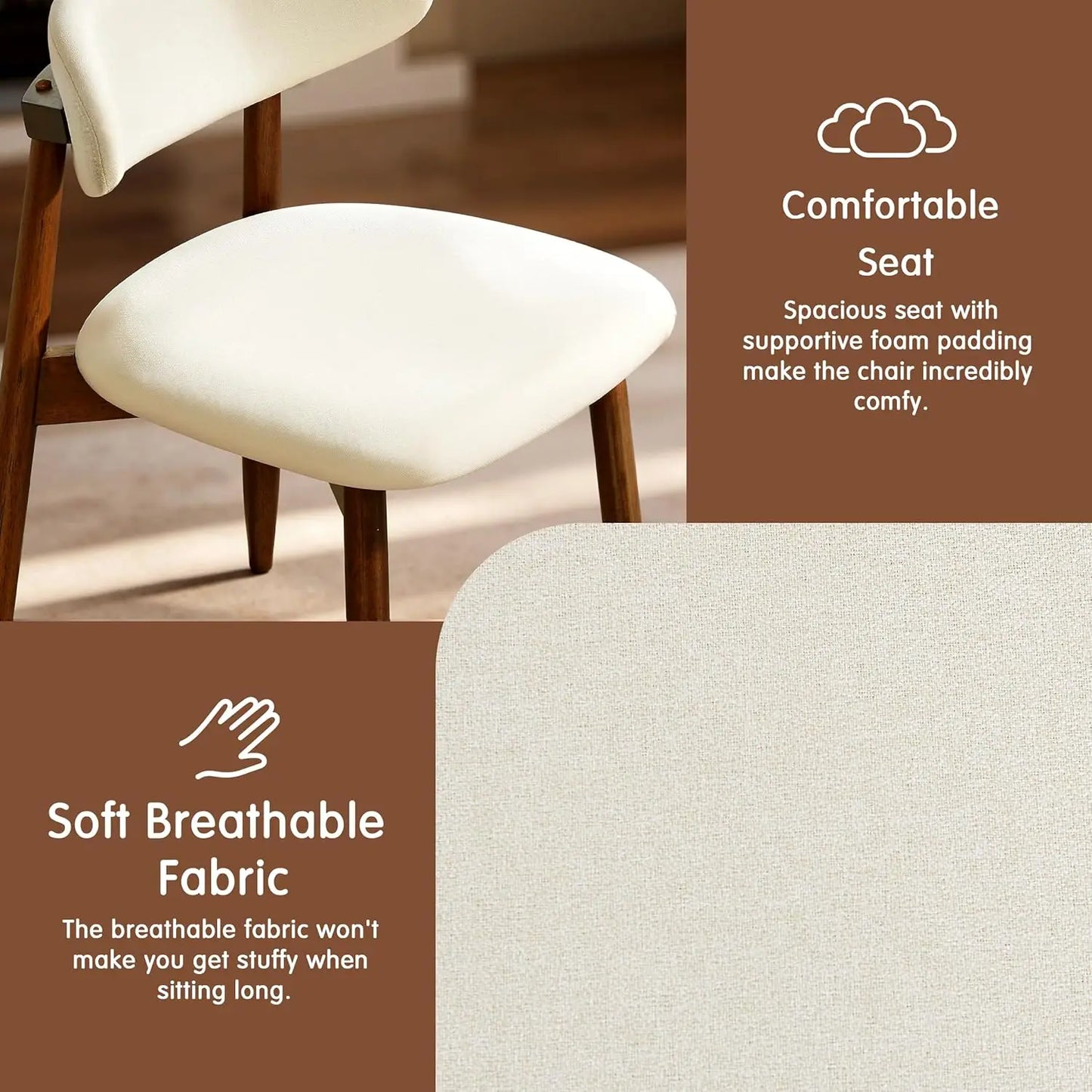 Dining Chairs Set of 4, Upholstered Wooden Dining Room Chairs, Mid Century Modern Fabric Kitchen Chair with, Customized