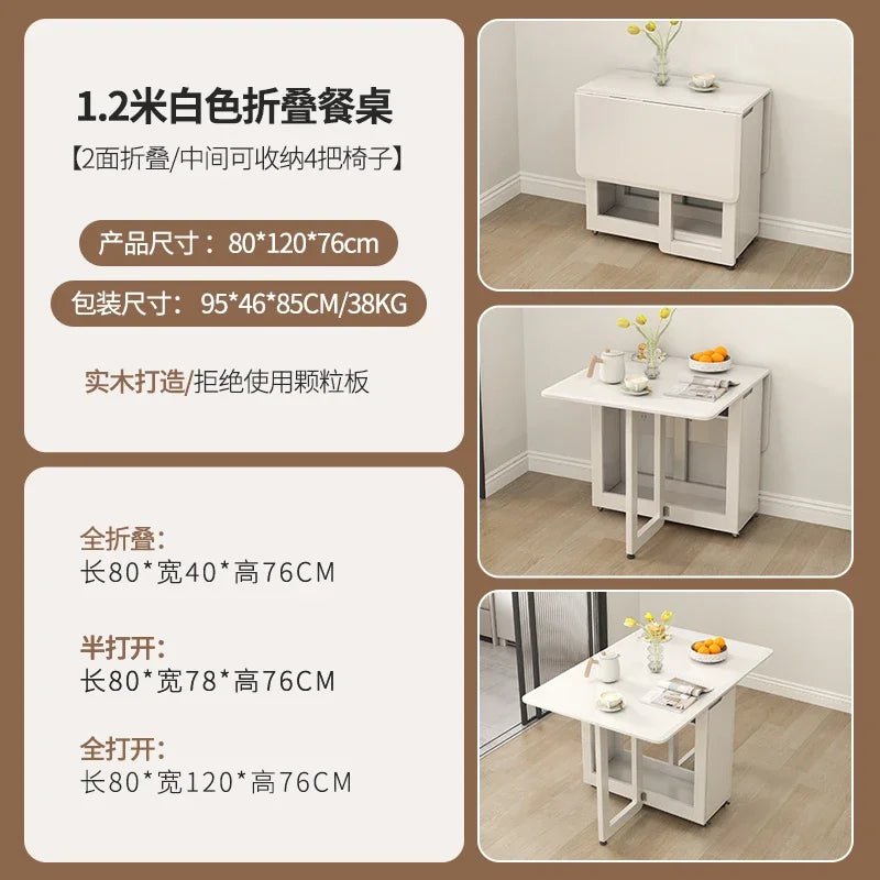 Folding Dining Table Set 6 Chairs Luxury Modern Space Savers Minimalist Dining Table Nordic Table À Manger Kitchen Furniture