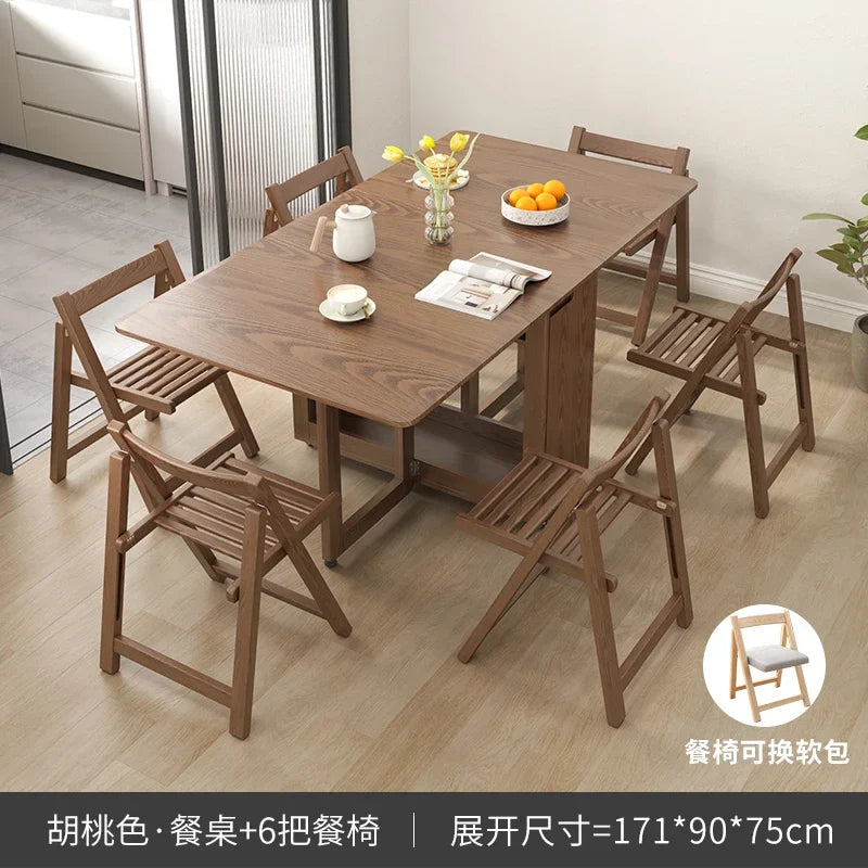 Folding Dining Table Set 6 Chairs Luxury Modern Space Savers Minimalist Dining Table Nordic Table À Manger Kitchen Furniture