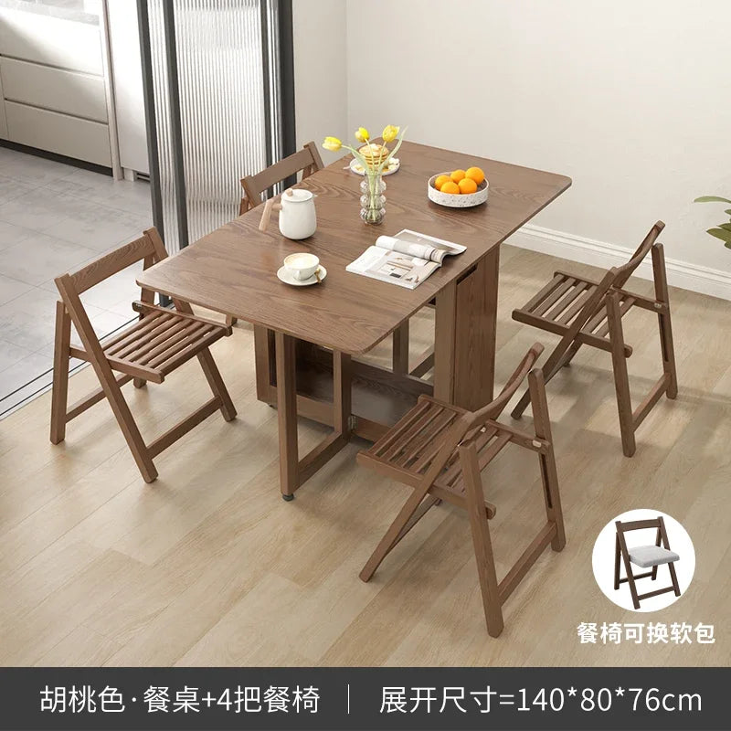 Folding Dining Table Set 6 Chairs Luxury Modern Space Savers Minimalist Dining Table Nordic Table À Manger Kitchen Furniture