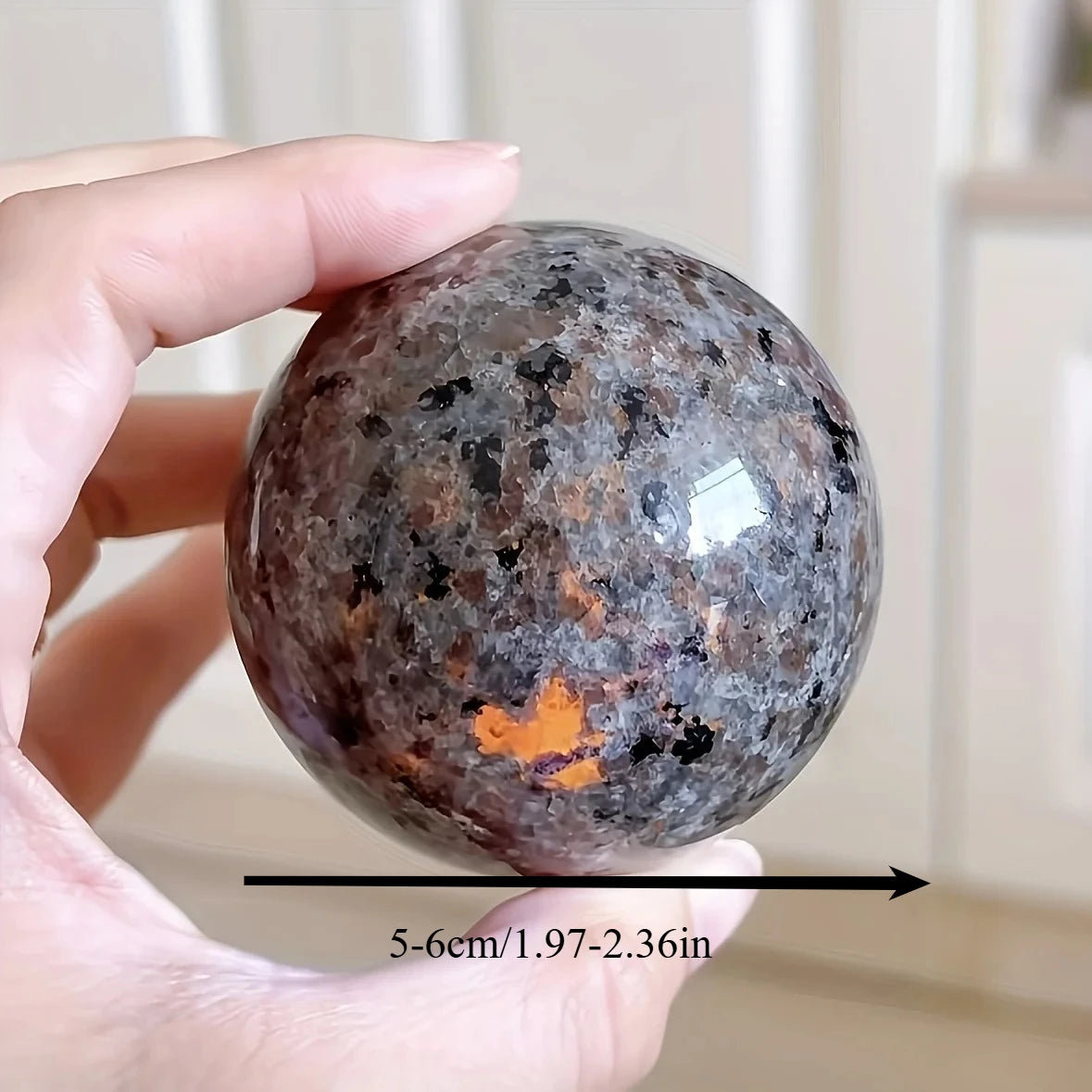 1pc Natural Yooperlite Flame Sphere, Chakra Energy Crystal, Natural Stones Figures, Wicca Spiritual Witchcraft Healing Stone, Natural Semiprecious Stones