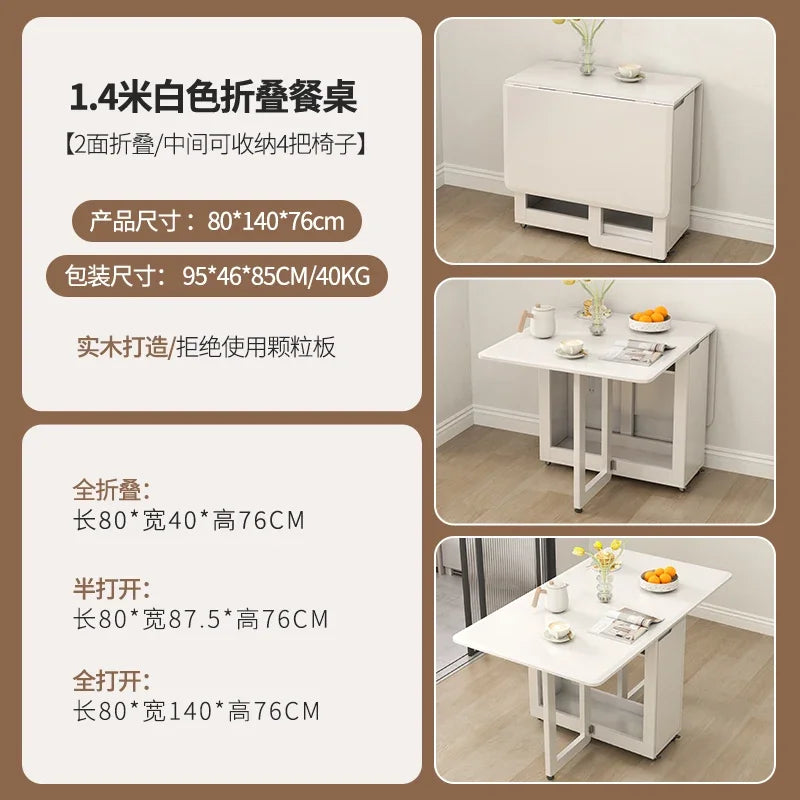 Folding Dining Table Set 6 Chairs Luxury Modern Space Savers Minimalist Dining Table Nordic Table À Manger Kitchen Furniture
