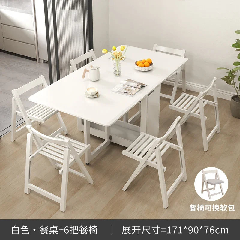 Folding Dining Table Set 6 Chairs Luxury Modern Space Savers Minimalist Dining Table Nordic Table À Manger Kitchen Furniture