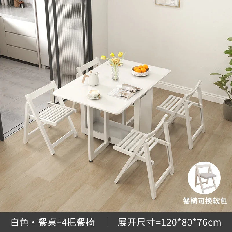 Folding Dining Table Set 6 Chairs Luxury Modern Space Savers Minimalist Dining Table Nordic Table À Manger Kitchen Furniture