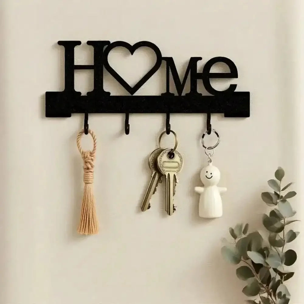 1pc Heart Shape Key Holder Wall Mounted Entryway Organizer, No Drill Adhesive Rack With Hooks For Keys, Perfect For Living Room Hallway Decoration