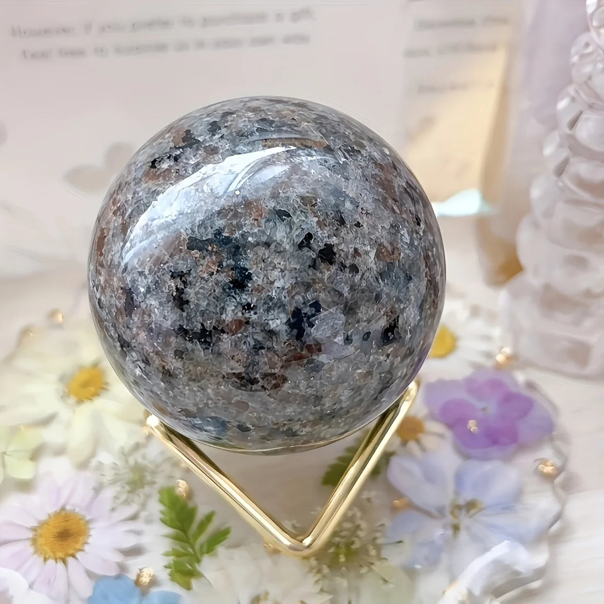 1pc Natural Yooperlite Flame Sphere, Chakra Energy Crystal, Natural Stones Figures, Wicca Spiritual Witchcraft Healing Stone, Natural Semiprecious Stones