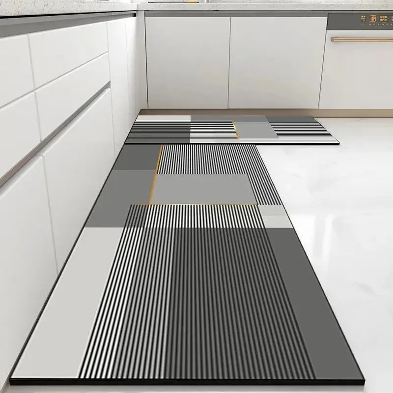 Rug for Kitchen Floor Mat Runner Long Carpet PVC Waterproof Leather Foot Mats Anti-slip Carpets Gray Home Decor Rugs 주방 카펫