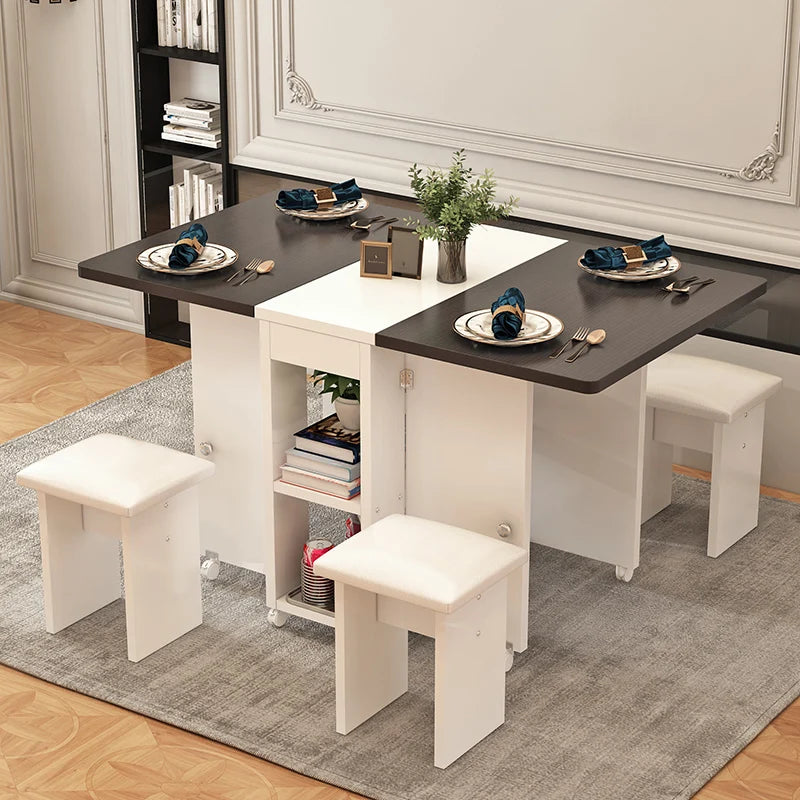 Folding Dining Table Set 4 Chairs Italian Nordic Luxury Dining Table Decorate Simple Mesas Y Sillas De Comedor Kitchen Furniture