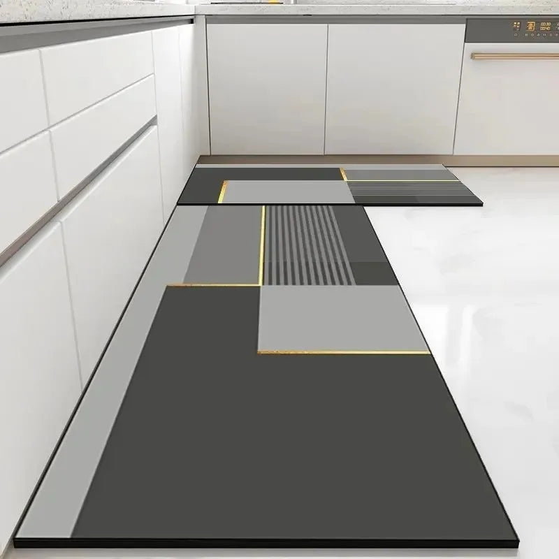 Rug for Kitchen Floor Mat Runner Long Carpet PVC Waterproof Leather Foot Mats Anti-slip Carpets Gray Home Decor Rugs 주방 카펫