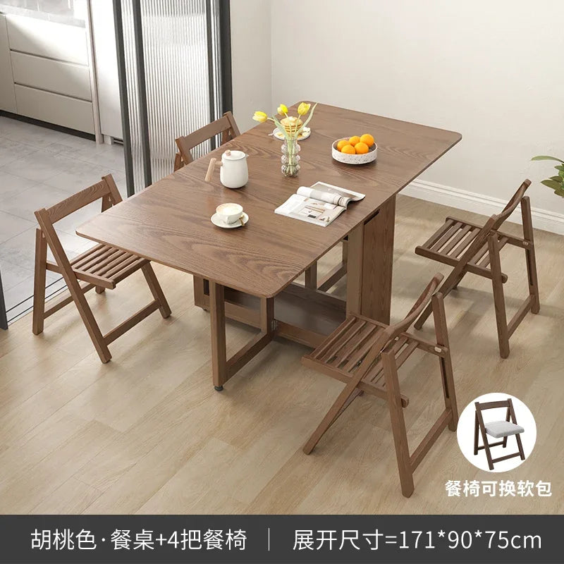 Folding Dining Table Set 6 Chairs Luxury Modern Space Savers Minimalist Dining Table Nordic Table À Manger Kitchen Furniture