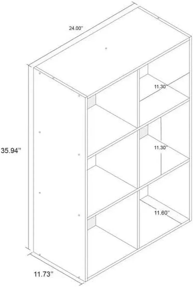 11" 6 Cube Organizer Shelf, Bookcase, Storage Shelf (White)