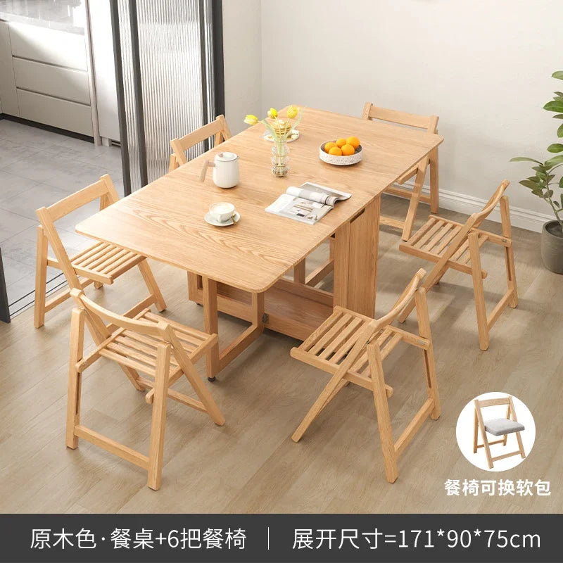 Folding Dining Table Set 6 Chairs Luxury Modern Space Savers Minimalist Dining Table Nordic Table À Manger Kitchen Furniture