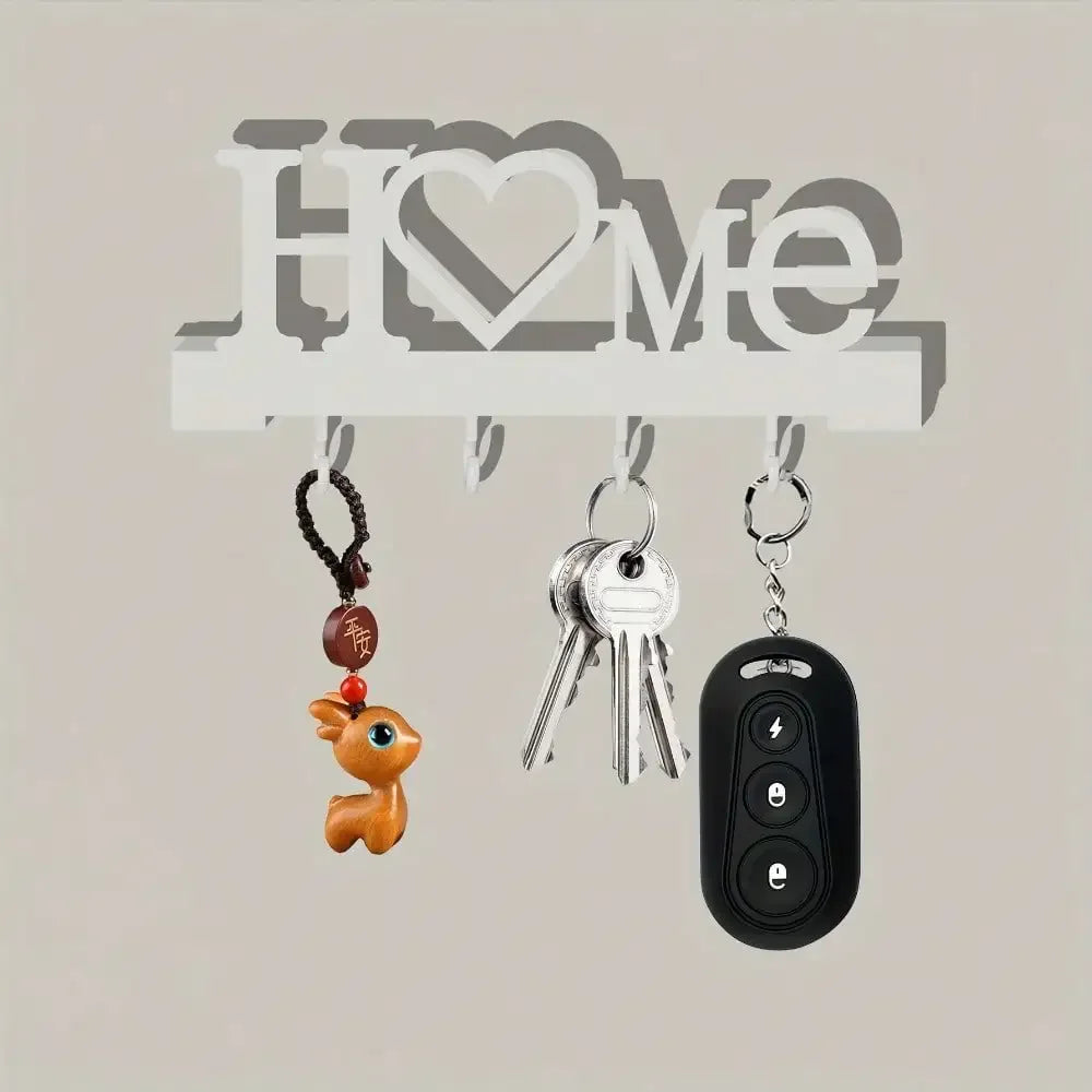 1pc Heart Shape Key Holder Wall Mounted Entryway Organizer, No Drill Adhesive Rack With Hooks For Keys, Perfect For Living Room Hallway Decoration
