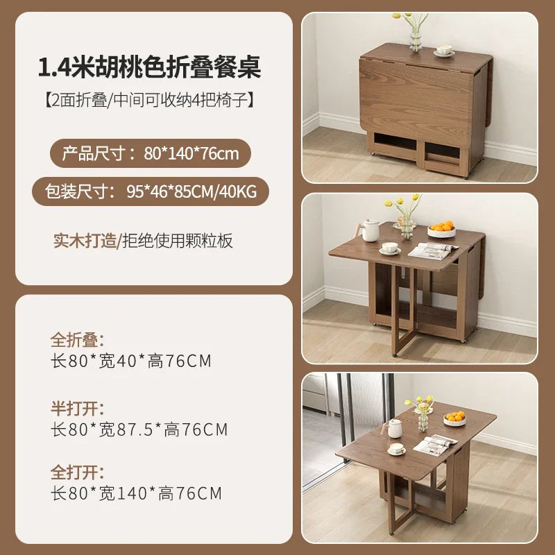 Folding Dining Table Set 6 Chairs Luxury Modern Space Savers Minimalist Dining Table Nordic Table À Manger Kitchen Furniture