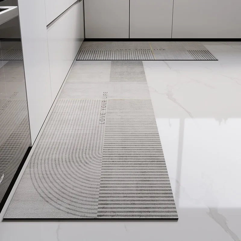 Rug for Kitchen Floor Mat Runner Long Carpet PVC Waterproof Leather Foot Mats Anti-slip Carpets Gray Home Decor Rugs 주방 카펫