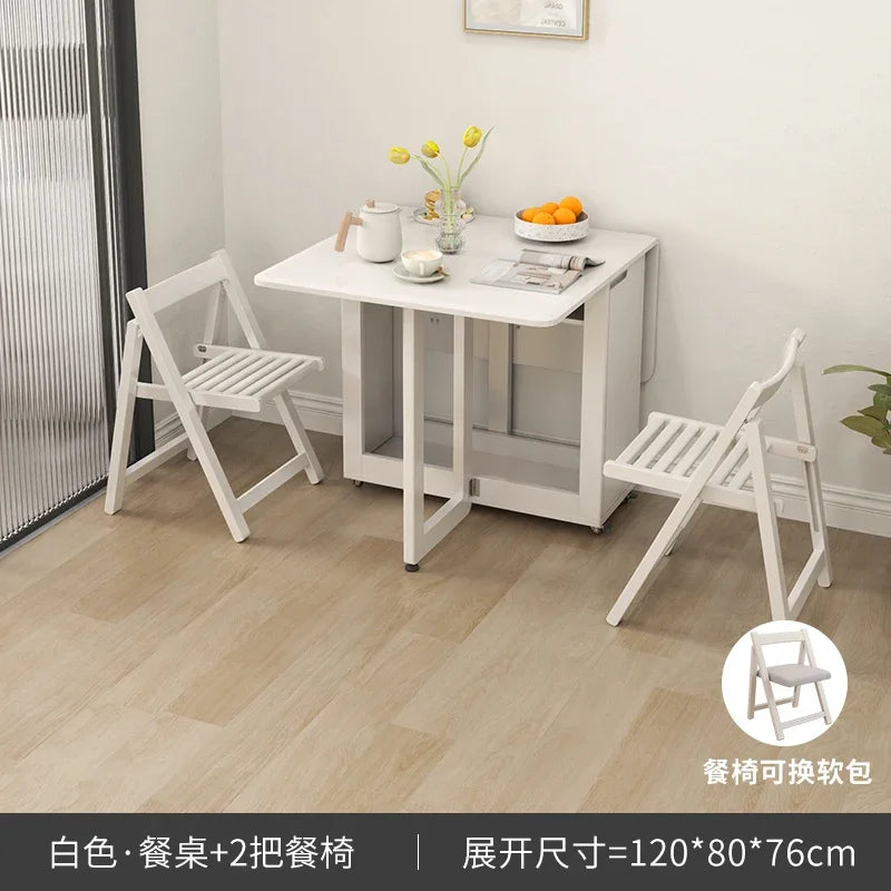 Folding Dining Table Set 6 Chairs Luxury Modern Space Savers Minimalist Dining Table Nordic Table À Manger Kitchen Furniture