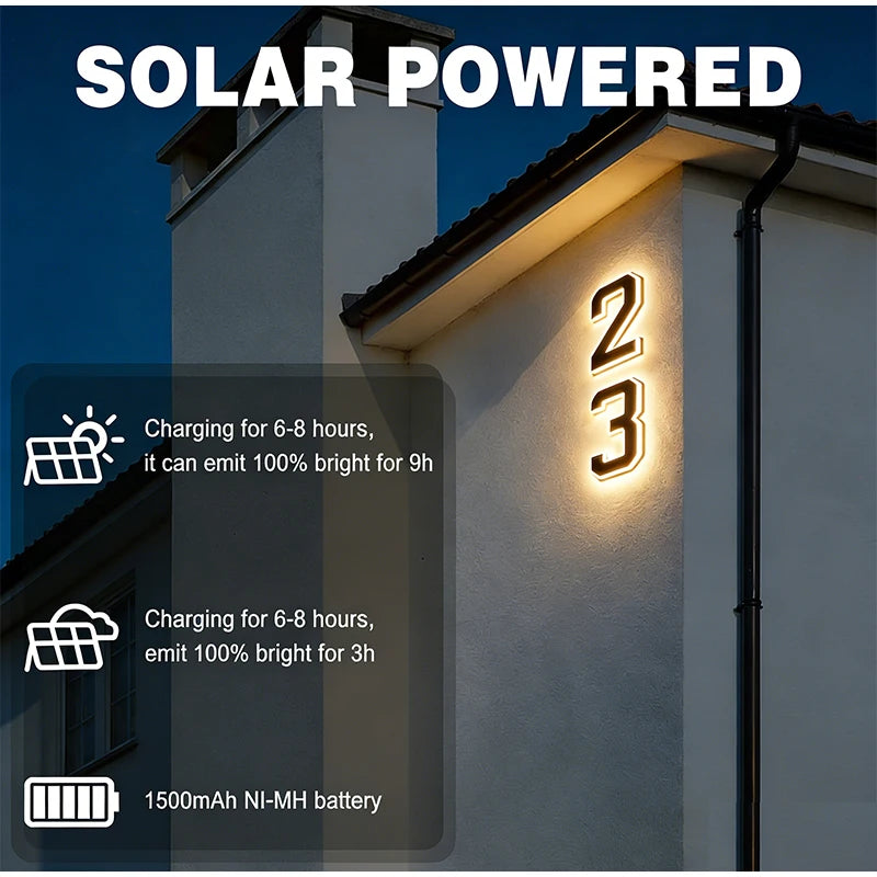 LED Solar House Number Light