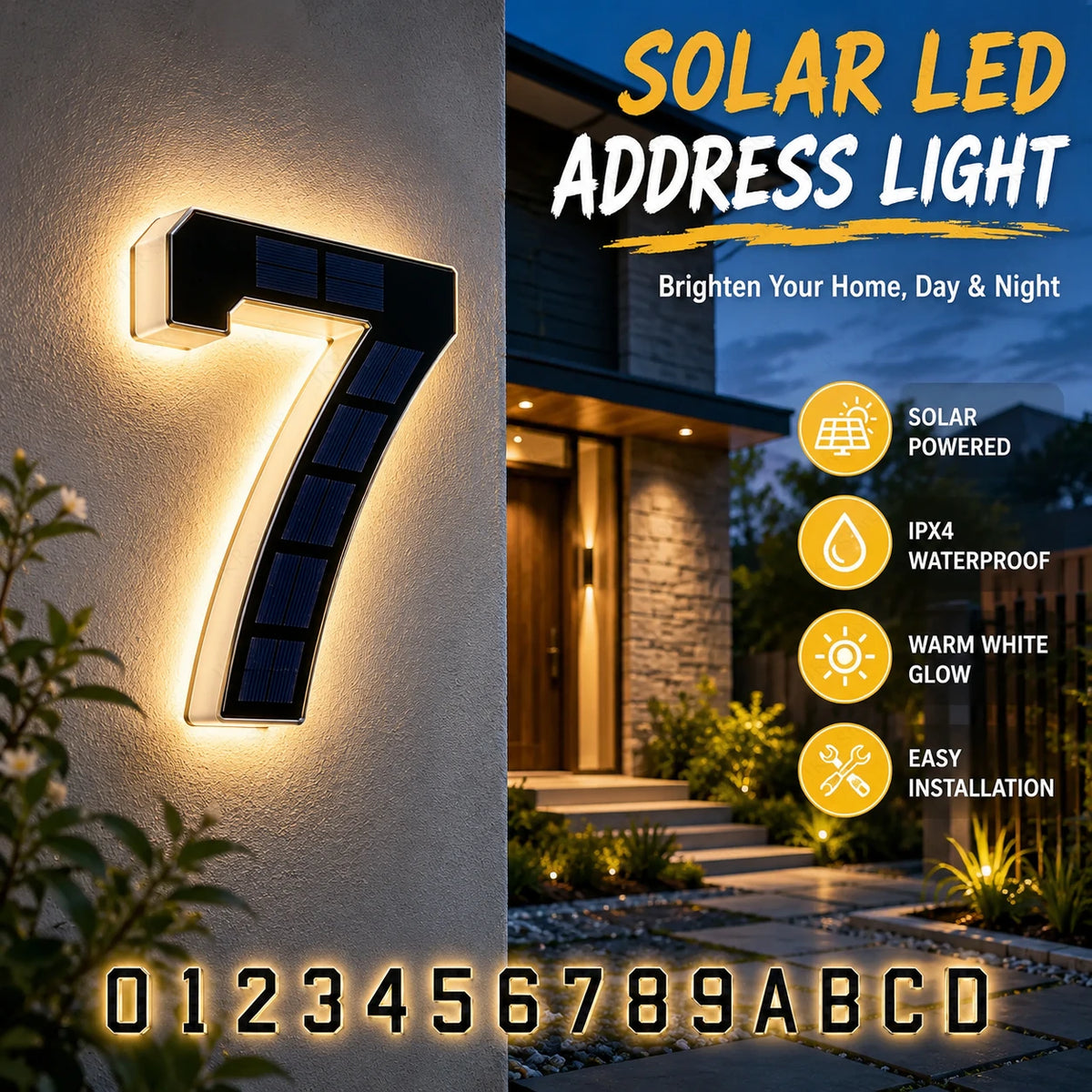 LED Solar House Number Light