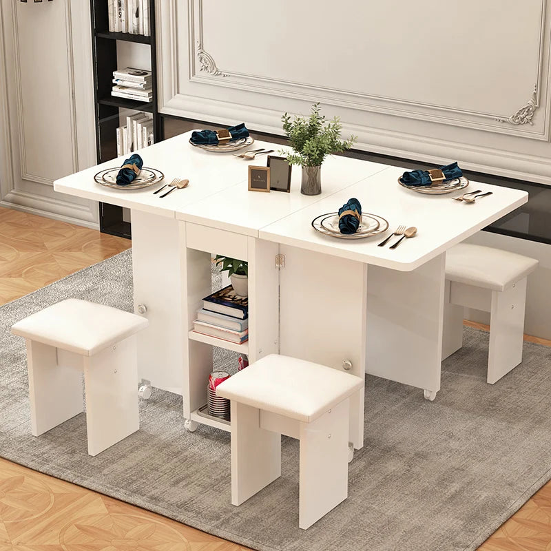 Folding Dining Table Set 4 Chairs Italian Nordic Luxury Dining Table Decorate Simple Mesas Y Sillas De Comedor Kitchen Furniture