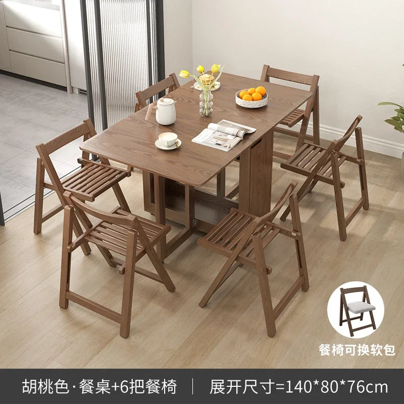 Folding Dining Table Set 6 Chairs Luxury Modern Space Savers Minimalist Dining Table Nordic Table À Manger Kitchen Furniture