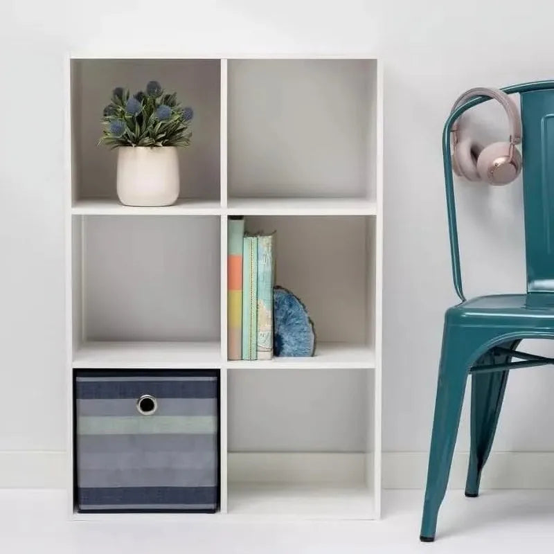 11" 6 Cube Organizer Shelf, Bookcase, Storage Shelf (White)