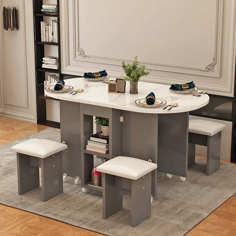 Folding Dining Table Set 4 Chairs Italian Nordic Luxury Dining Table Decorate Simple Mesas Y Sillas De Comedor Kitchen Furniture