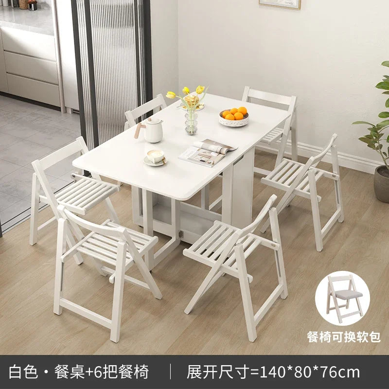 Folding Dining Table Set 6 Chairs Luxury Modern Space Savers Minimalist Dining Table Nordic Table À Manger Kitchen Furniture