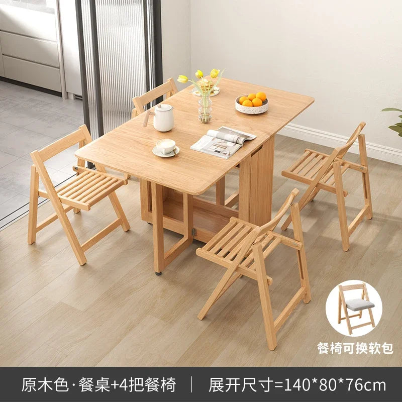Folding Dining Table Set 6 Chairs Luxury Modern Space Savers Minimalist Dining Table Nordic Table À Manger Kitchen Furniture