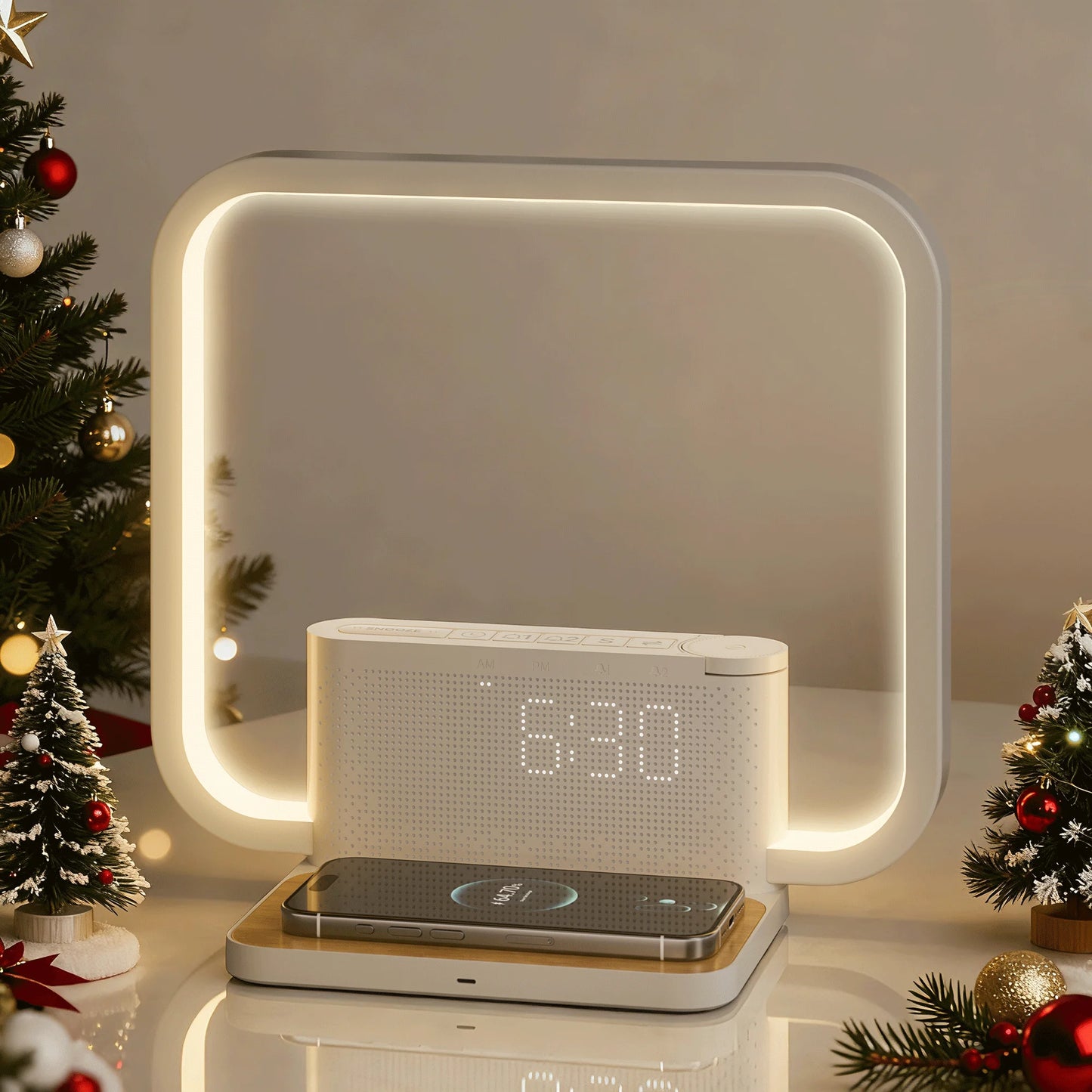 Sunrise Alarm Clock for Heavy Sleepers,Touch Lamps for Nightstand with Wireless Charger Station for iPhone/Samsung,Sound Machine