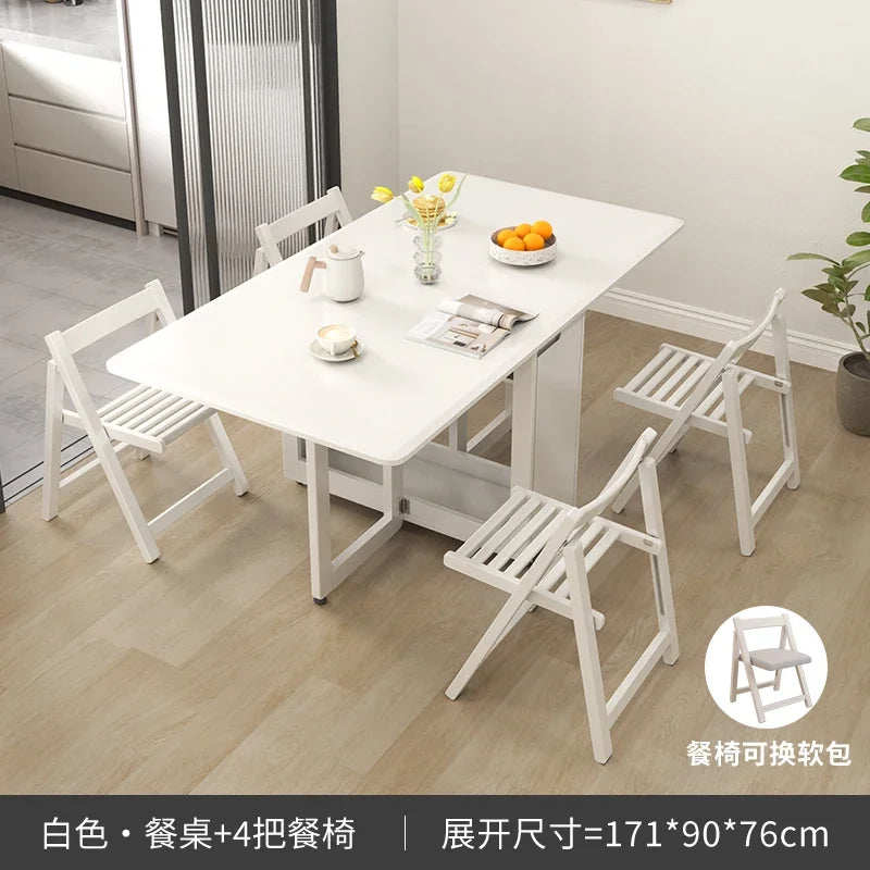 Folding Dining Table Set 6 Chairs Luxury Modern Space Savers Minimalist Dining Table Nordic Table À Manger Kitchen Furniture