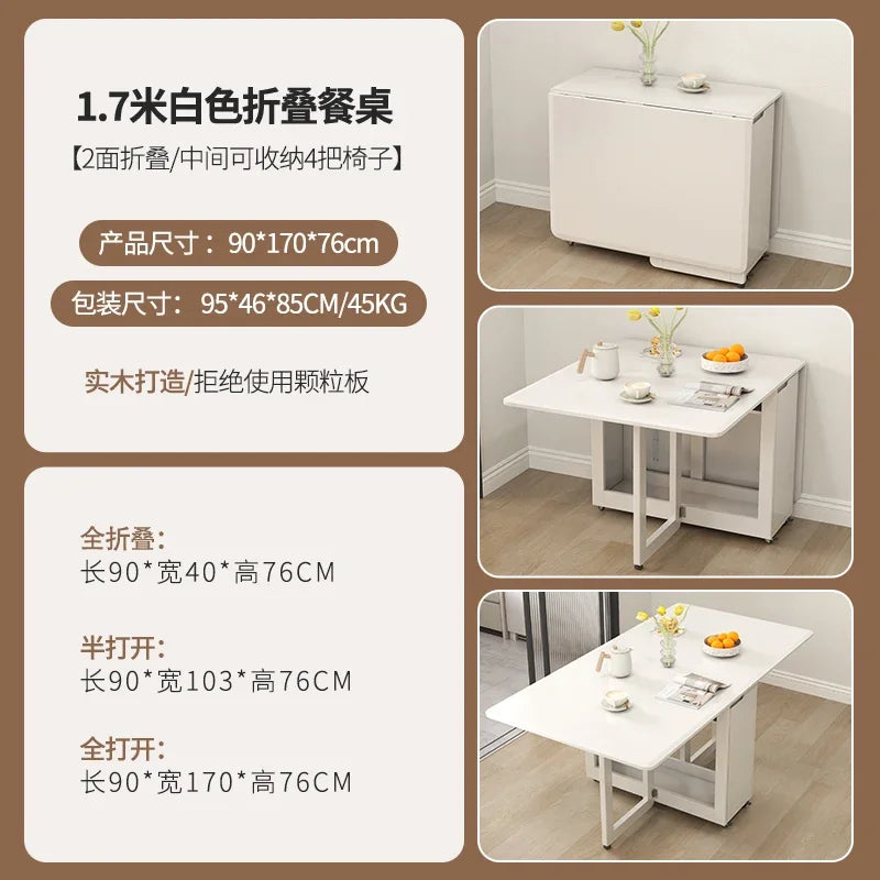 Folding Dining Table Set 6 Chairs Luxury Modern Space Savers Minimalist Dining Table Nordic Table À Manger Kitchen Furniture