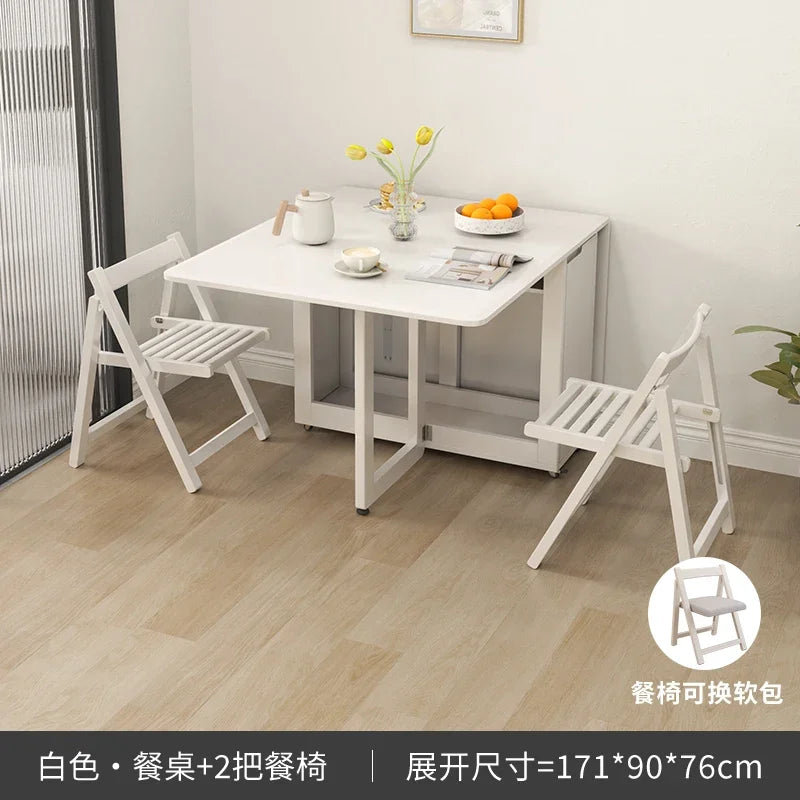 Folding Dining Table Set 6 Chairs Luxury Modern Space Savers Minimalist Dining Table Nordic Table À Manger Kitchen Furniture