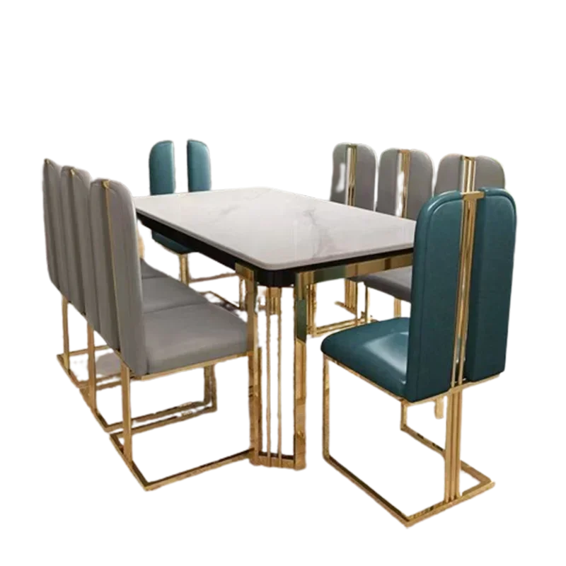 Metal Nordic Luxury Dining Table Kitchen Chairs Natural Design Center Dining Table Restaurant Marble Eettafel Home Furniture