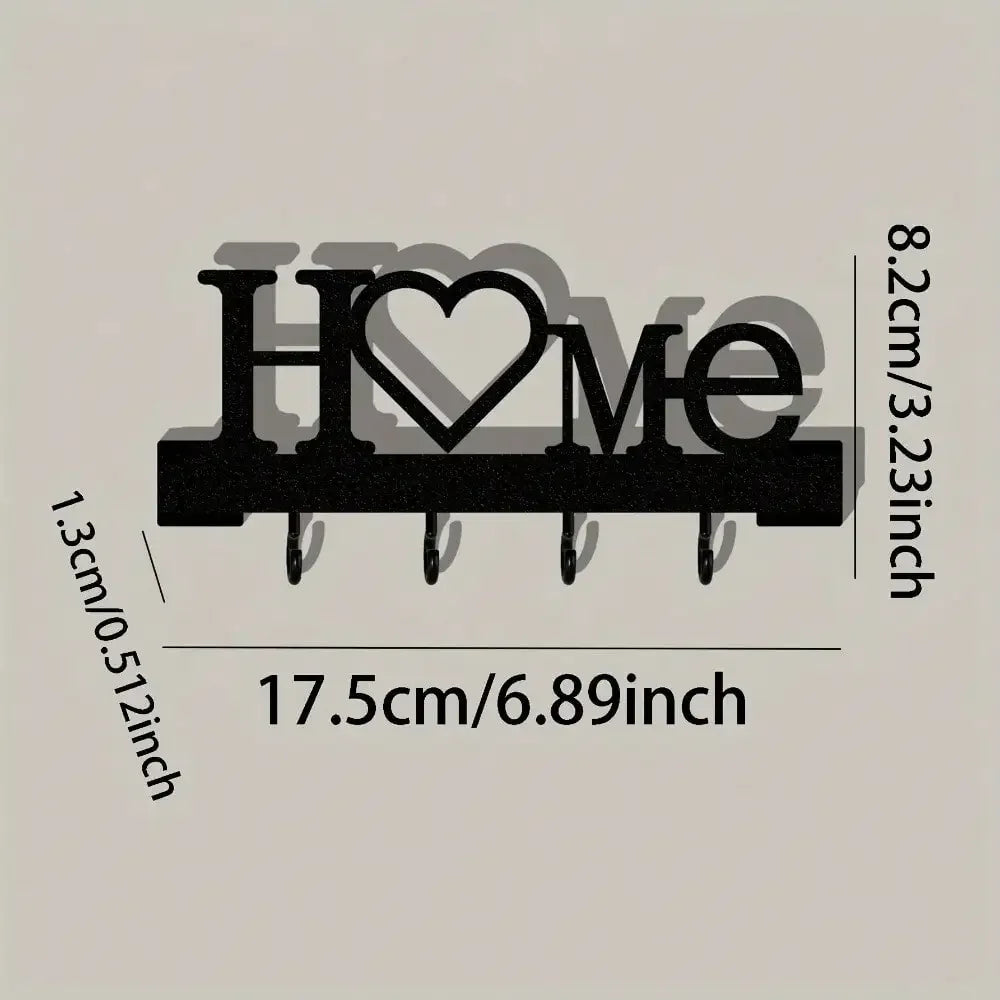 1pc Heart Shape Key Holder Wall Mounted Entryway Organizer, No Drill Adhesive Rack With Hooks For Keys, Perfect For Living Room Hallway Decoration