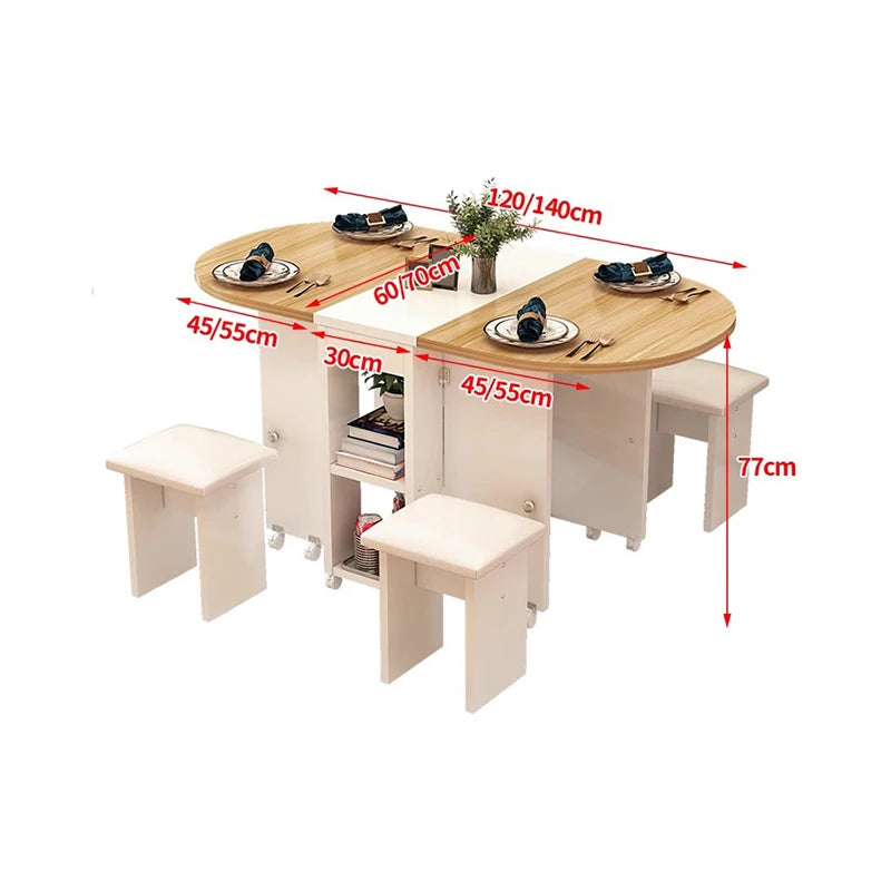 Folding Dining Table Set 4 Chairs Italian Nordic Luxury Dining Table Decorate Simple Mesas Y Sillas De Comedor Kitchen Furniture