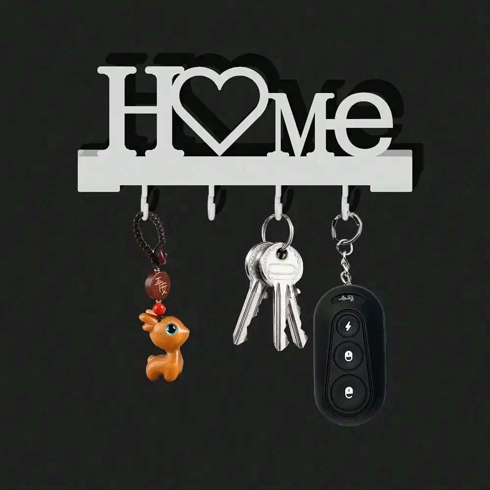 1pc Heart Shape Key Holder Wall Mounted Entryway Organizer, No Drill Adhesive Rack With Hooks For Keys, Perfect For Living Room Hallway Decoration