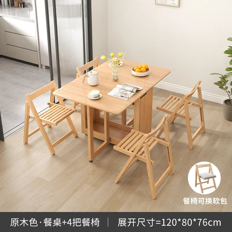 Folding Dining Table Set 6 Chairs Luxury Modern Space Savers Minimalist Dining Table Nordic Table À Manger Kitchen Furniture